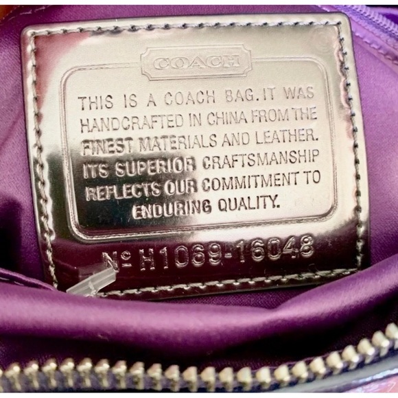 COACH POPPY SEQUIN TARTAN GROOVY BAG 16048 BERRY MULTI COLOR - Picture 9 of 11